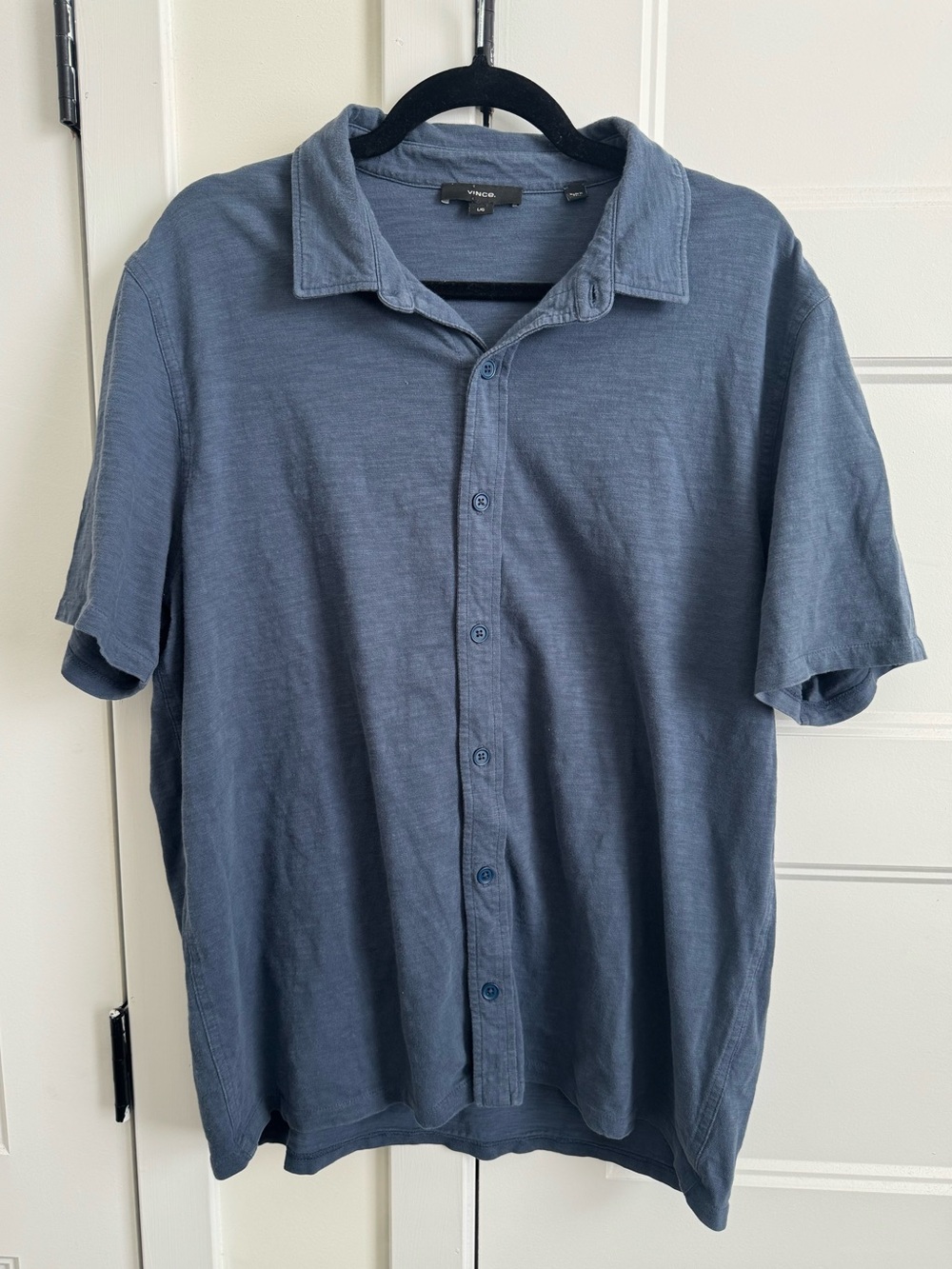 Vince Peruvian Cotton Men’s Collared Short Sleeve Slub Casual Button Up Shirt